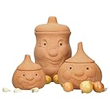 MamboCat Terracotta Tontöpfe Vorratsdosen-Set Kartoffel Zwiebel Knoblauch Töpfe Set mit Deckel I...