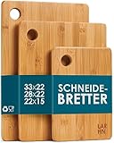 Schneidebrett Holz (3er Set) - 3 Extra Dicke Bambus-Schneidebretter - 33 x 22 cm / 28 x 22 cm / 22 x...