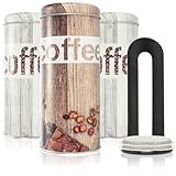 com-four® 3X Kaffeepaddose und 1x Padheber - Metalldose für Kaffeepads - Aufbewahrungsbehälter...